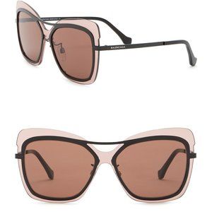 Balenciaga 57mm Square Cat Eye Browbar Sunglasses